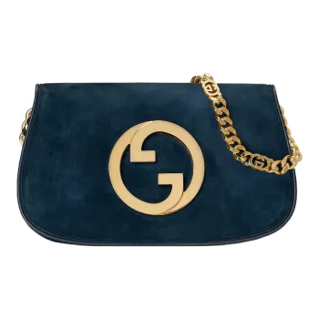 GUCCI Blondie Suede Leather Handbag Shoulder Bag Crossbody Bag Regular Women's Blue