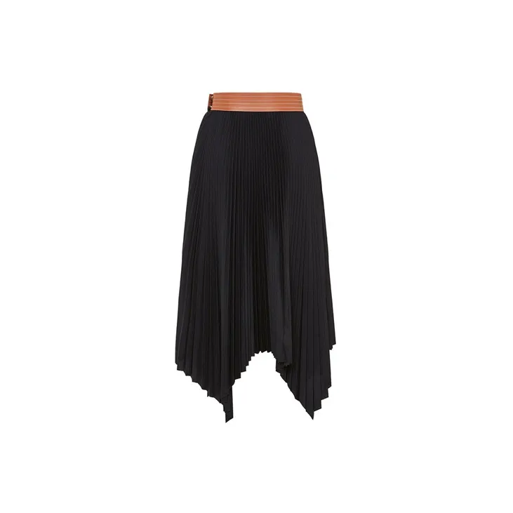 LOEWE Leather Long Skirts Women's Black-1