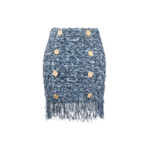 BALMAIN Casual Long Skirts Women's Blue