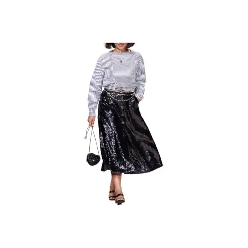 CHANEL Casual Long Skirts Women's Black