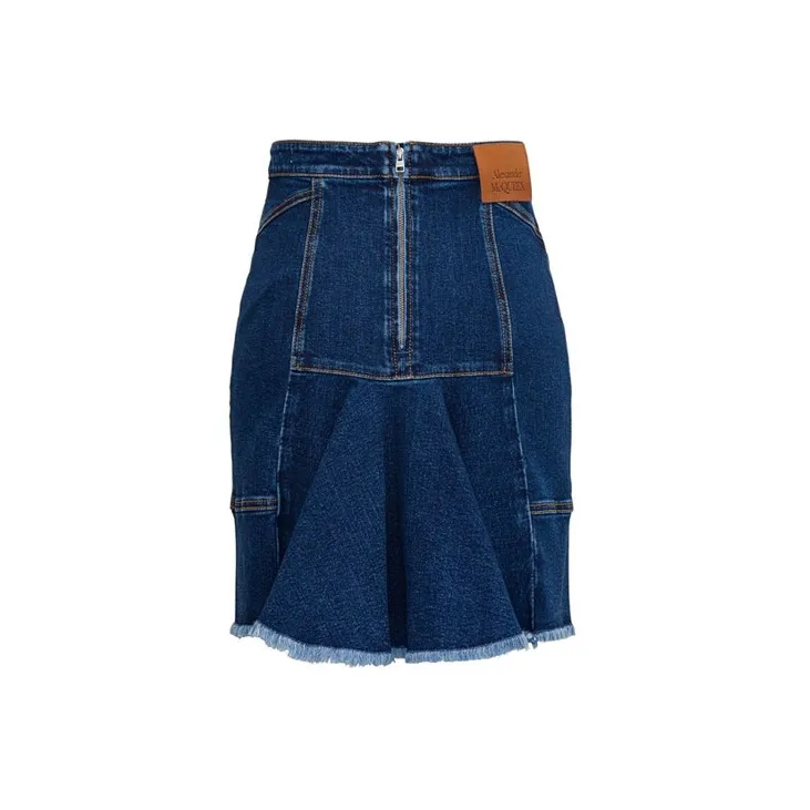Alexander McQueen Denim Short Skirts Women's Blue-1