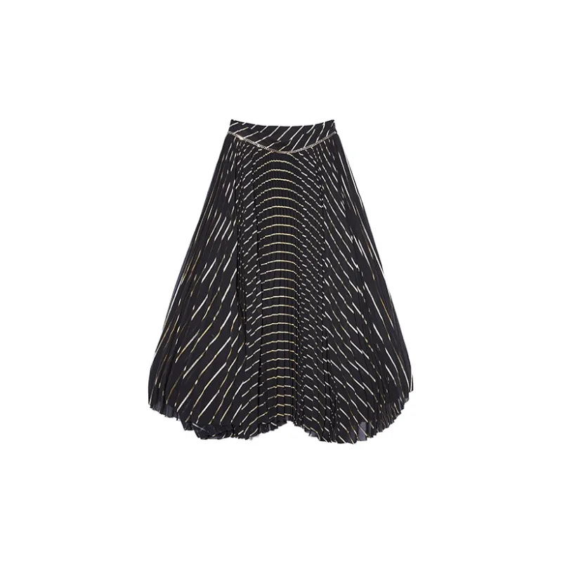 TCH Casual Long Skirts Women's Black Base Gold Logo-1