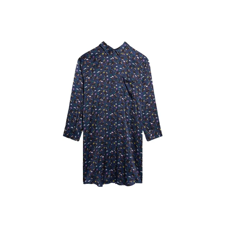 Balenciaga SS21 Short-Sleeved Dresses Regular Fit Women's Dark Blue-1