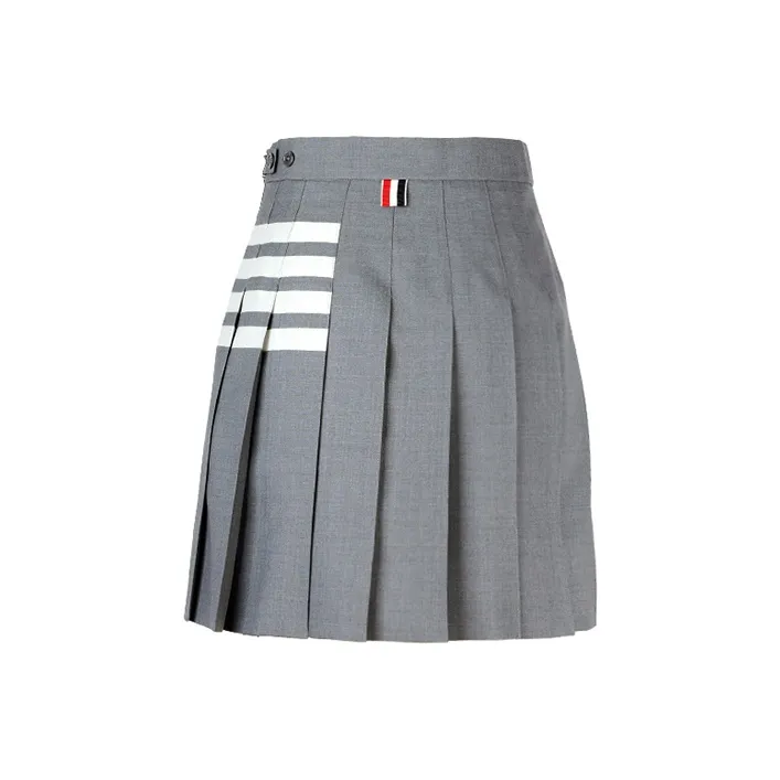 THOM BROWNE Plain Weave 4 Bar Pleated Mini Skirt-1