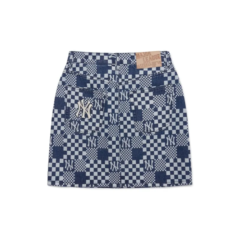 MLB New York Yankees Denim Short Skirts Women's Blue-1