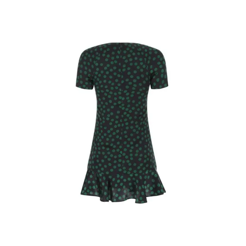 SAINT LAURENT Polka Dot Printed Short Sleeved Mini Dress-1