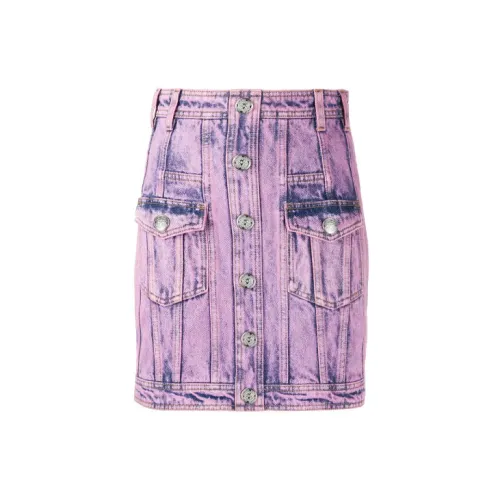 BALMAIN Denim Short Skirts Women's Purple Pink