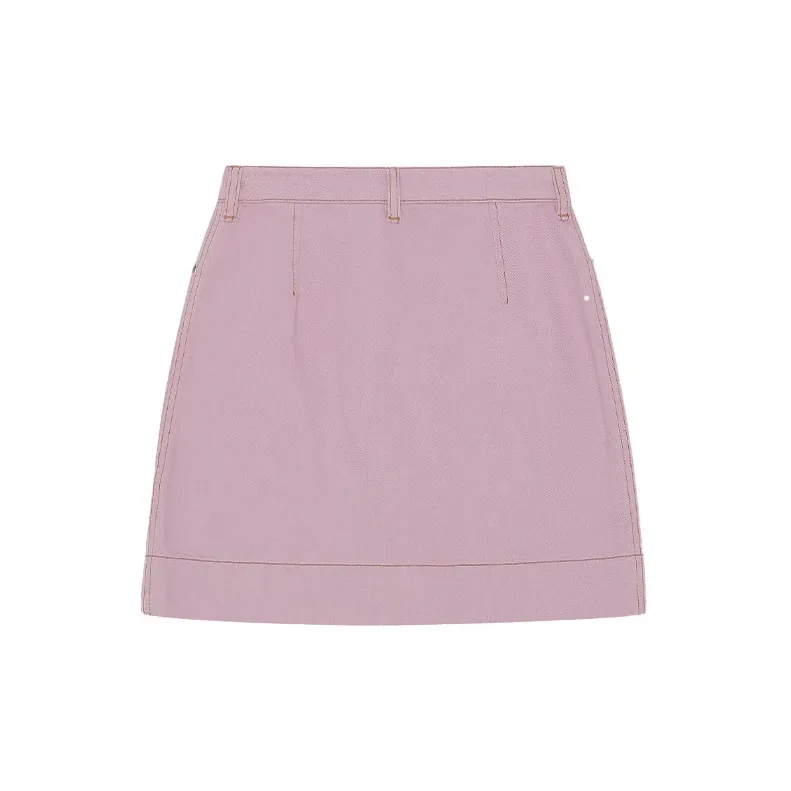 GANNI Denim Short Skirts Women's Pink White-1