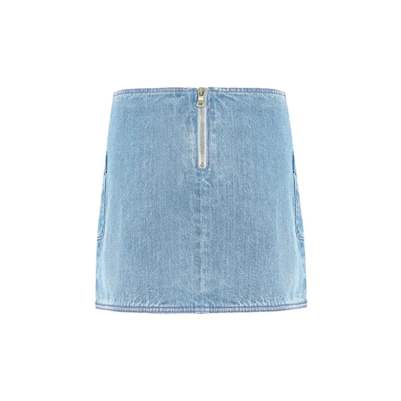 BALMAIN Denim Short Skirts Women's Blue-1
