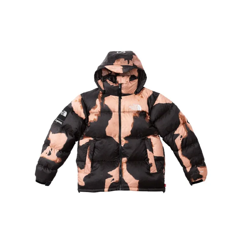 Supreme The North Face Bleached Denim Print Nuptse Jacket Brown Black L -  POIZON