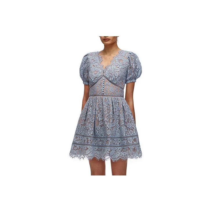 Self portrait Short Sleeved Dresses Women's Haze Blue-1
