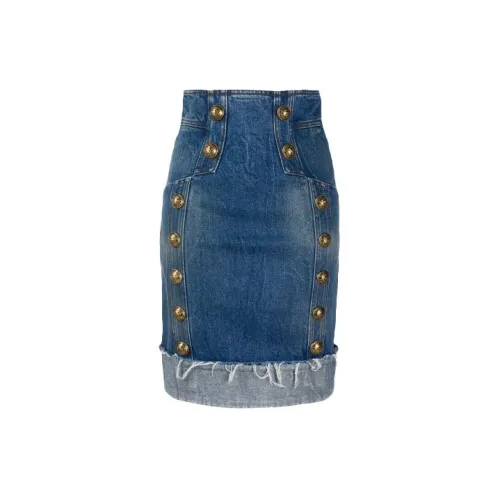 BALMAIN Denim Short Skirts Women's Blue