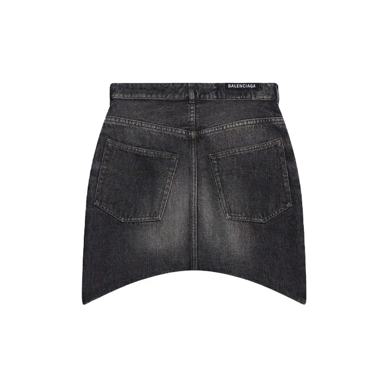 Balenciaga FW21 Denim Short Skirts Regular Fit Women's Black-1
