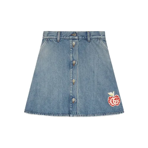 GUCCI Denim Short Skirts Women's Light Blue