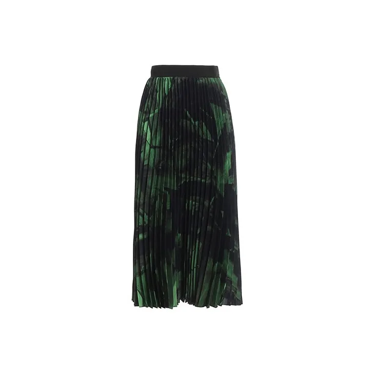 OFF WHITE Brushstroke Plisse Skirt Black/Green-1