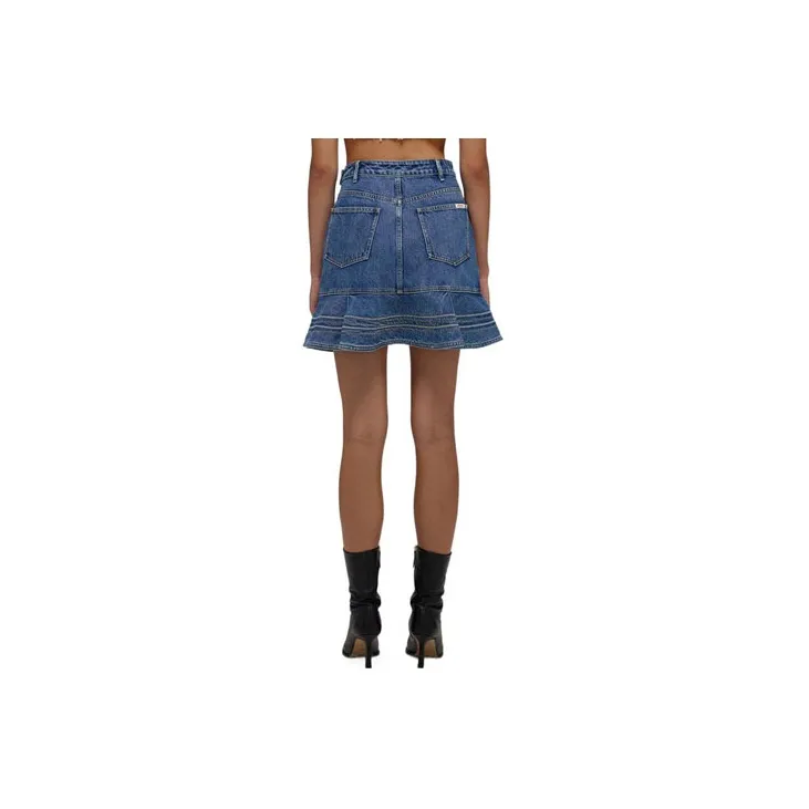 Self portrait Denim Short Skirts Women's Blue-1