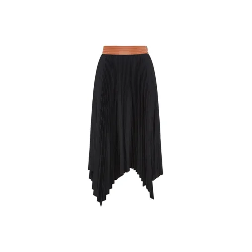 LOEWE Leather Long Skirts Women's Black