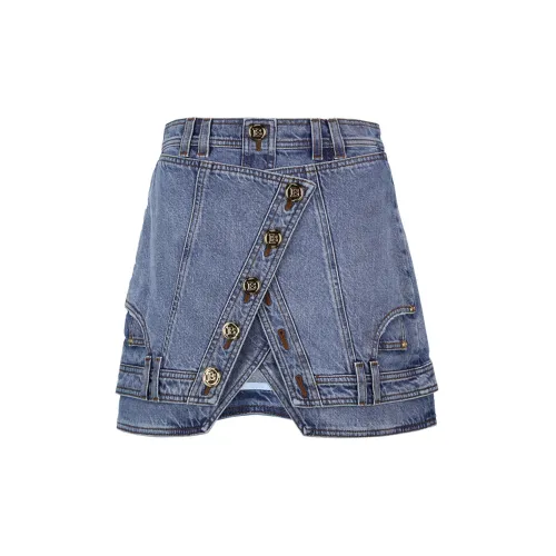 BALMAIN Denim Short Skirts Women's Blue