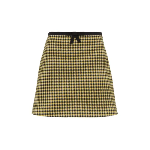 MIU MIU Casual Short Skirts Women's Yellow/Black