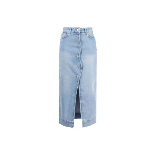 GANNI Denim Short Skirts Women's Blue