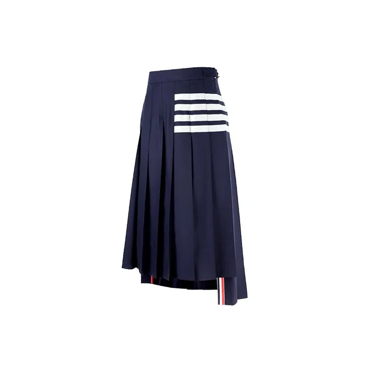 THOM BROWNE Pleated Asymmetric Midi Skirt-2