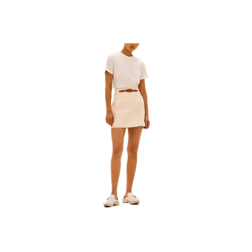 HERMES Leather Short Skirts Women's White