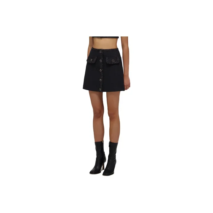 Self portrait SS22 Denim Short Skirts Women's Black-2