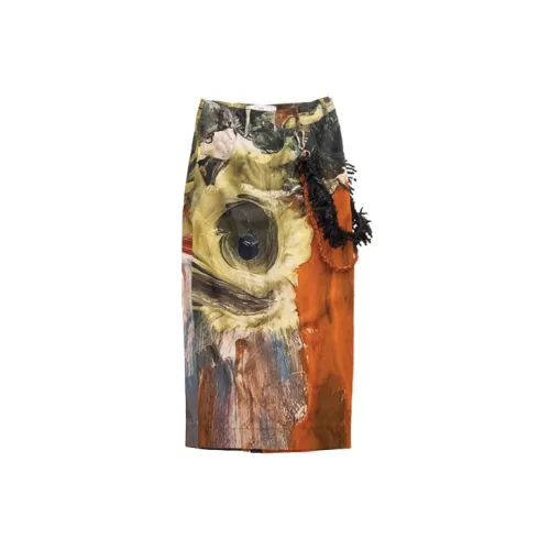 SONG FOR THE MUTE Casual Long Skirts Women's Orange