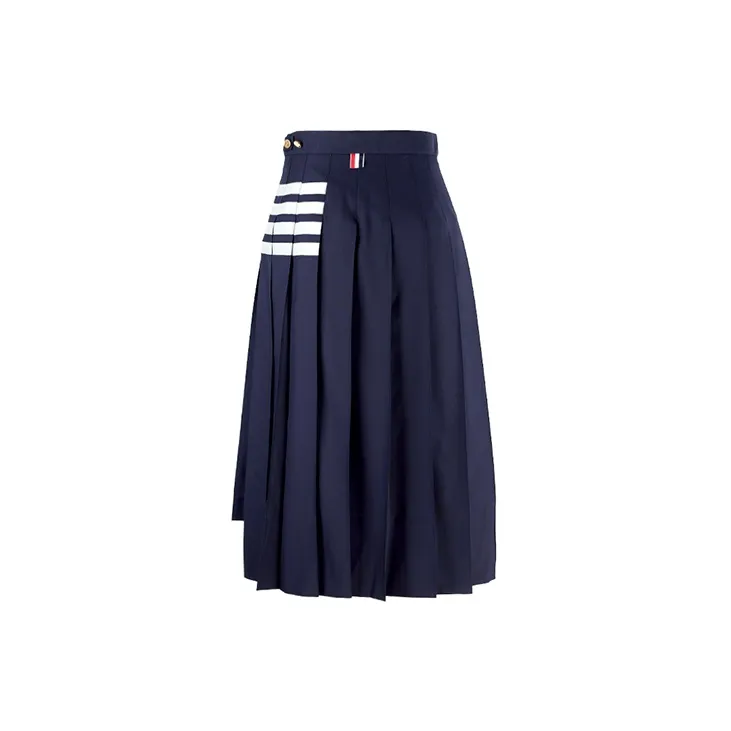 THOM BROWNE Pleated Asymmetric Midi Skirt-1