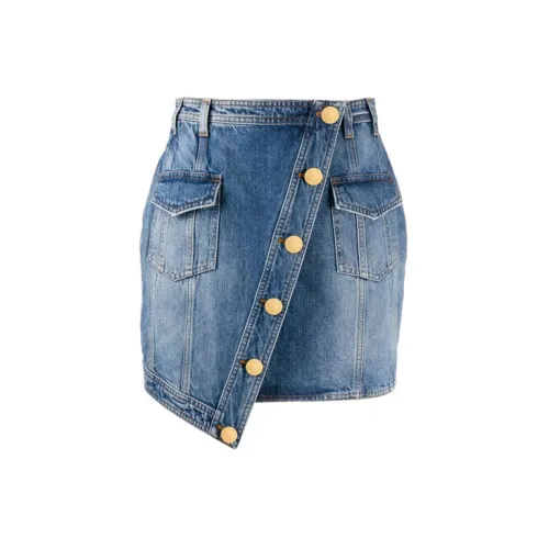 BALMAIN Denim Short Skirts Women's Blue