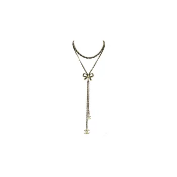 CHANEL Necklaces Women's Black/Gold