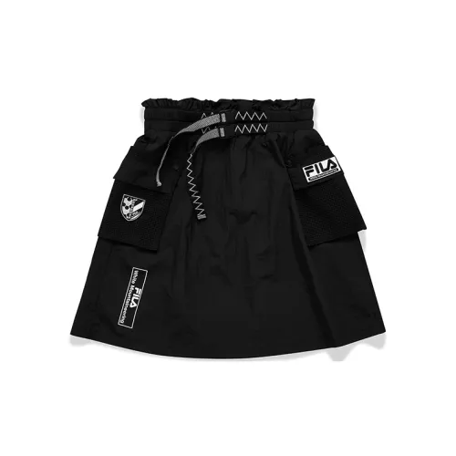 White Mountaineering X FILA FUSION Casual Long Skirts Women's Pitch Black