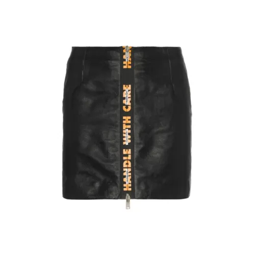 HERON PRESTON Leather Short Skirts Women's Black