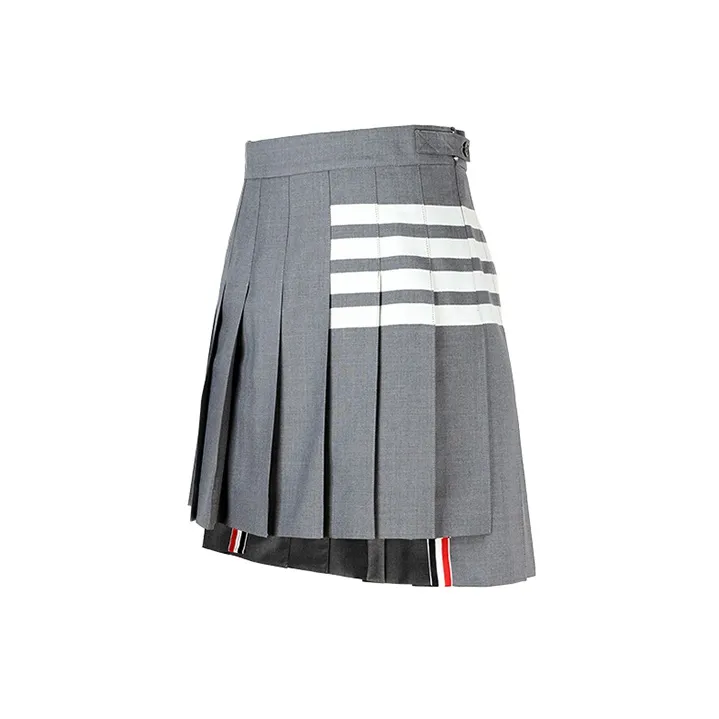 THOM BROWNE Plain Weave 4 Bar Pleated Mini Skirt-2