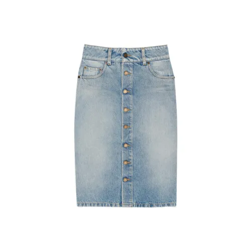 SAINT LAURENT Denim Long Skirts Women's Blue