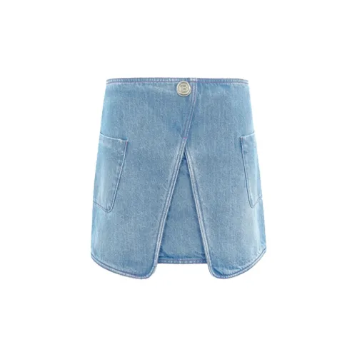 BALMAIN Denim Short Skirts Women's Blue