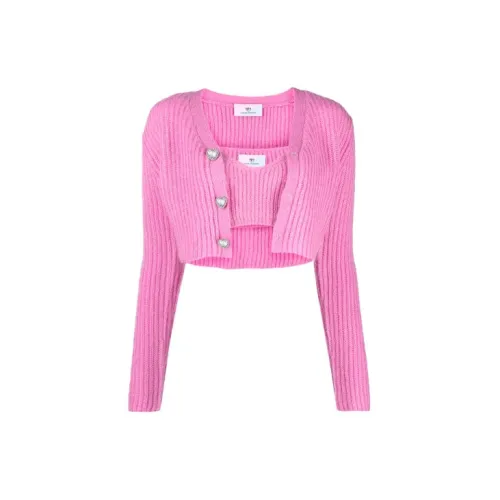 CHIARA FERRAGNI Casual Suits Women's Pink Camisoles+Knitted Fabric Cardigan