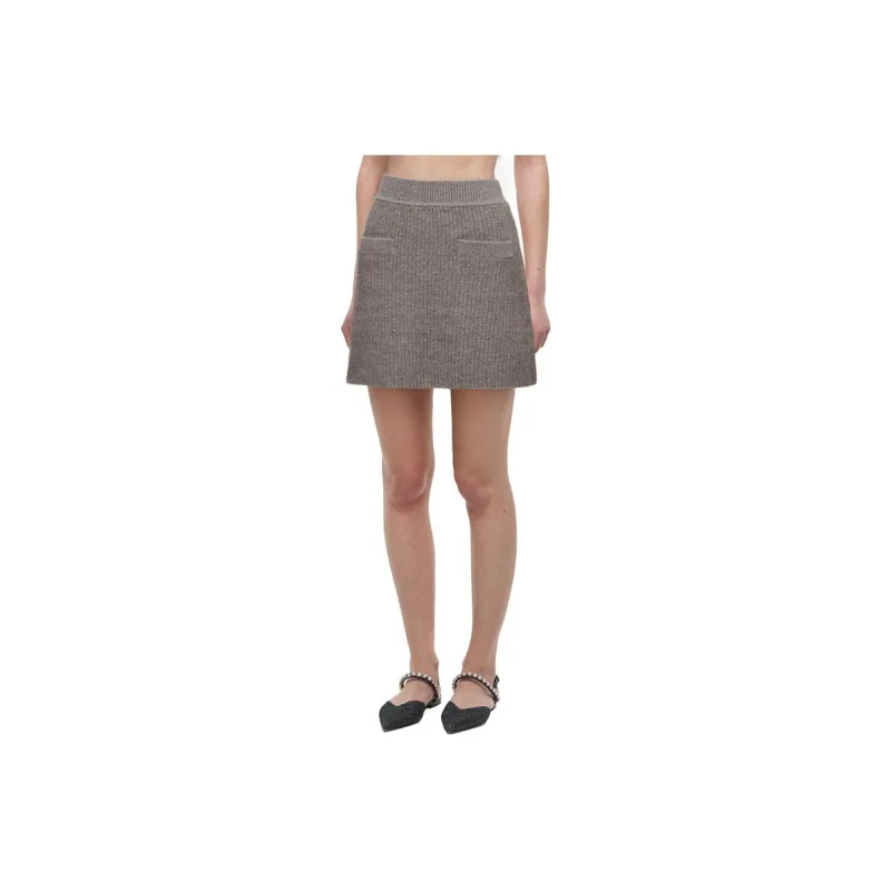 Self portrait Casual Short Skirts Women's Dark Gray Brown-2