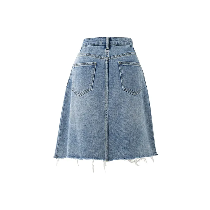 SOON FLOWER Denim Short Skirts Women's Blue-1
