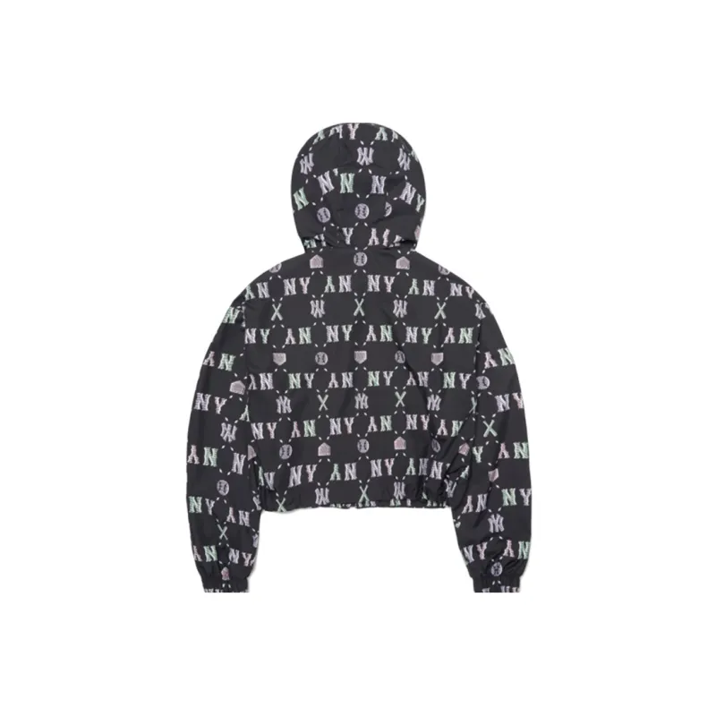 MLB Base Logo Windproof Windbreaker Jacket Women's Black-1