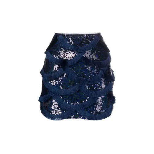 PINKO Sequin Embellished Fringed Mini Skirt