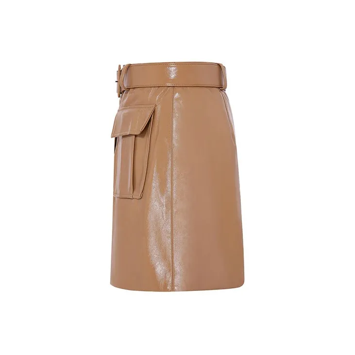 Self portrait Leather Short Skirts Women's Tea Coffee-4