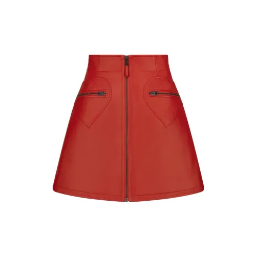 DIOR Quarterly New Products Leather Short Skirts Women's Red