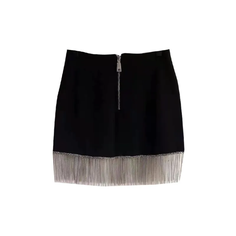 TCH Casual Short Skirts Women's Black With Silver Logo-1