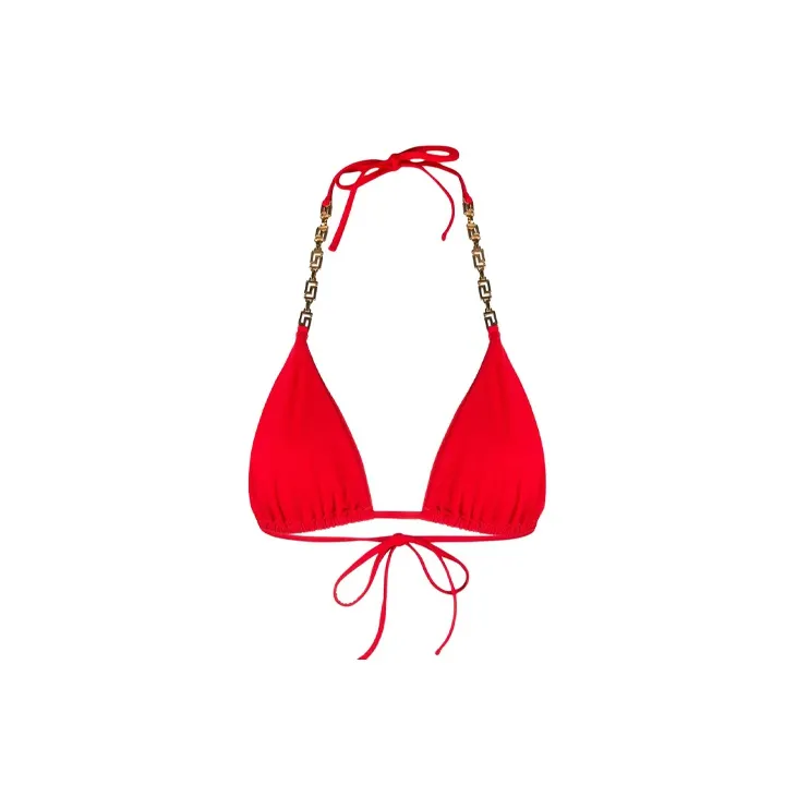 VERSACE Greca Chain Bikini Top 'Red'-1