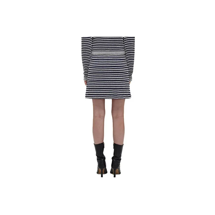 Self portrait Casual Short Skirts Women's Blue Stripes Pattern-1