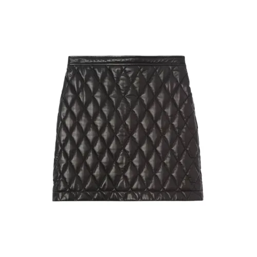 Burberry Leather Short Skirts Women's Black