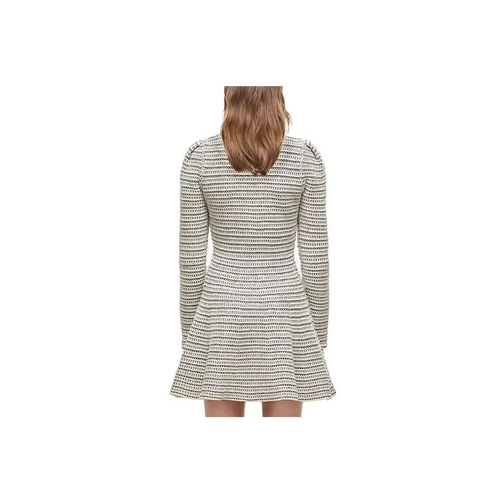 Self-portrait Long-Sleeved Dresses Women's Black White Mixed Color-1