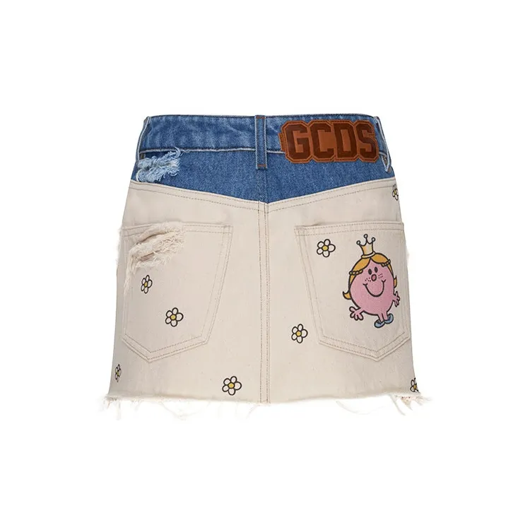 GCDS Denim Short Skirts Women's White-1