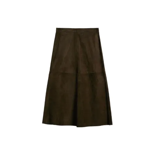 MaxMara Leather Long Skirts Women's Brown